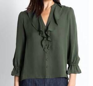 NEW GO BY GO SILK go cascade blouse in envy/green